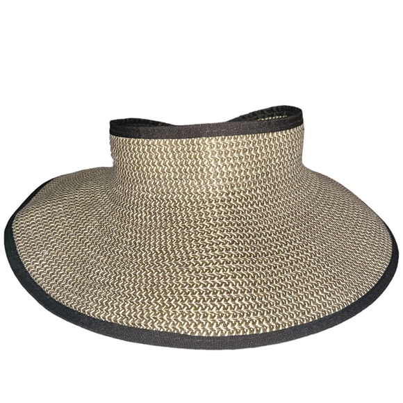 Nine West Womens Packable Sun Hat Visor Hook Look Rollable Beige - Picture 6 of 6